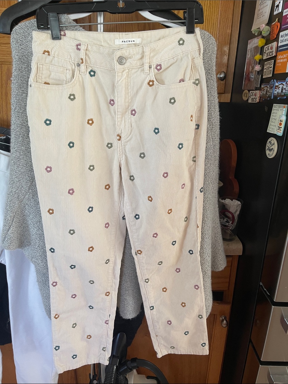 Pacing Corduroy Daisy High Rise Straight Mon Jeans Size 26 Embroidered